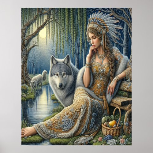 Moonlit Enchantment in the Mystic Forest16x20 Poster