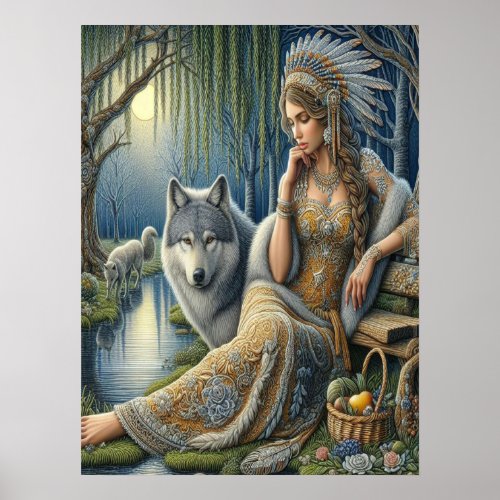 Moonlit Enchantment in the Mystic Forest18x24 Poster