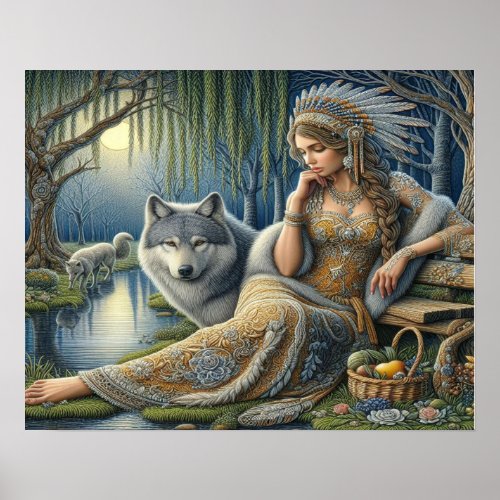 Moonlit Enchantment in the Mystic Forest20x16 Poster