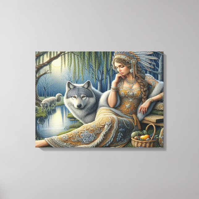 Moonlit Enchantment in the Mystic Forest24x18 Canvas Print (Front)