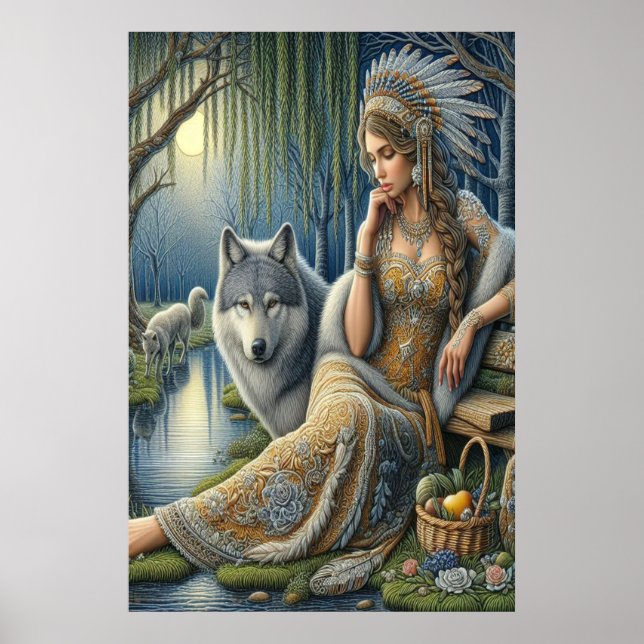 Moonlit Enchantment in the Mystic Forest24x36 Poster (Front)