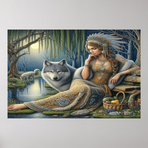 Moonlit Enchantment in the Mystic Forest36x24 Poster
