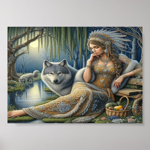Moonlit Enchantment in the Mystic Forest7x5 Poster