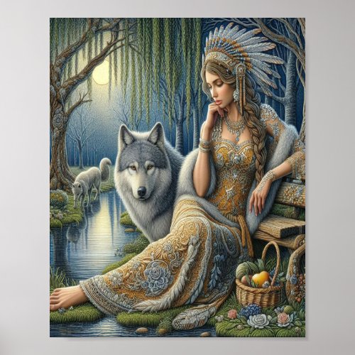 Moonlit Enchantment in the Mystic Forest8x10 Poster