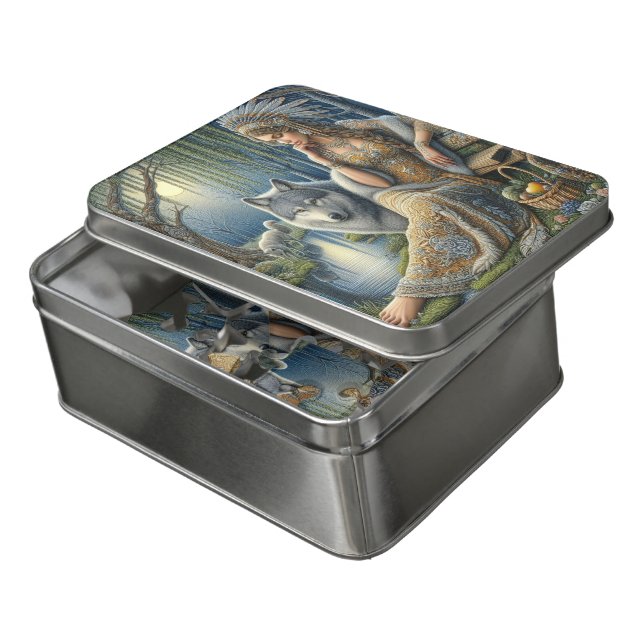 Moonlit Enchantment in the Mystic Forest Jigsaw Puzzle (Lid Open)