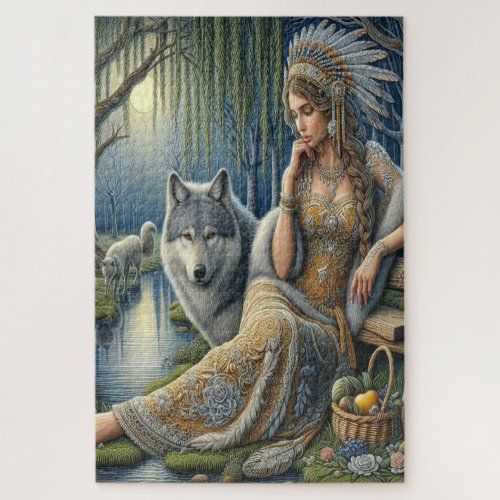 Moonlit Enchantment in the Mystic Forest Jigsaw Puzzle