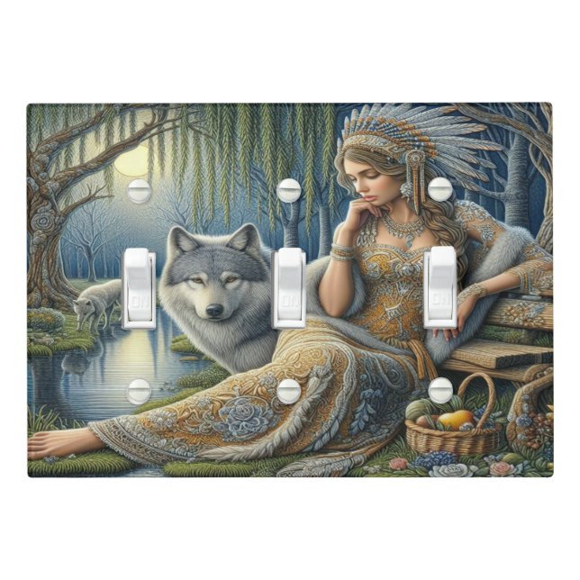Moonlit Enchantment in the Mystic Forest Light Switch Cover (In Situ)