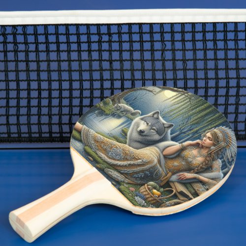Moonlit Enchantment in the Mystic Forest Ping Pong Paddle