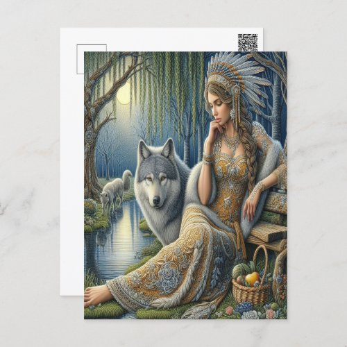 Moonlit Enchantment in the Mystic Forest Postcard