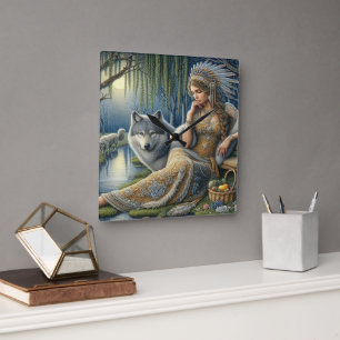 Moonlit Enchantment in the Mystic Forest Square Wall Clock