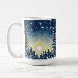 Moonlit Evergreen Snowscape Under The Night Stars Coffee Mug