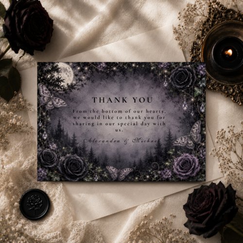 Moonlit Fairy Goth Wedding Thank You Card