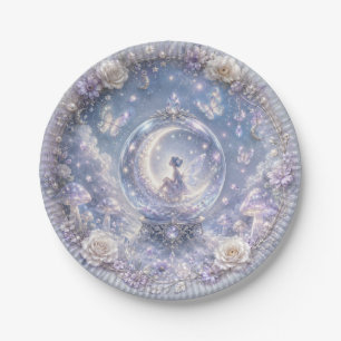 Moonlit fairy in a crystal globe paper plates