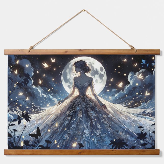 Moonlit Fairy Princess Celestial Gown Hanging Tapestry (Front)