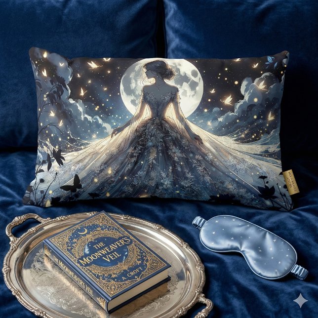 Moonlit Fairy Princess Celestial Gown Lumbar Pillow (Moonlit Fairy Princess Celestial Gown Lumbar Pillow Mockup A)