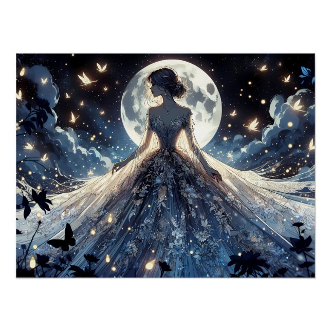 Moonlit Fairy Princess Celestial Gown Poster (Front)