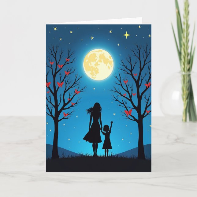 Moonlit Family Scene Greeting Card (Front)