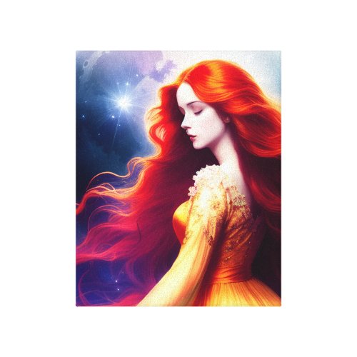 Moonlit Fantasy Captivating Red_Haired Maiden Canvas Print