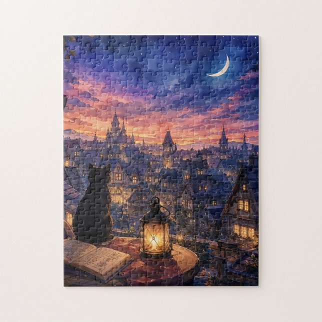 Moonlit Fantasy Town Puzzle (Vertical)
