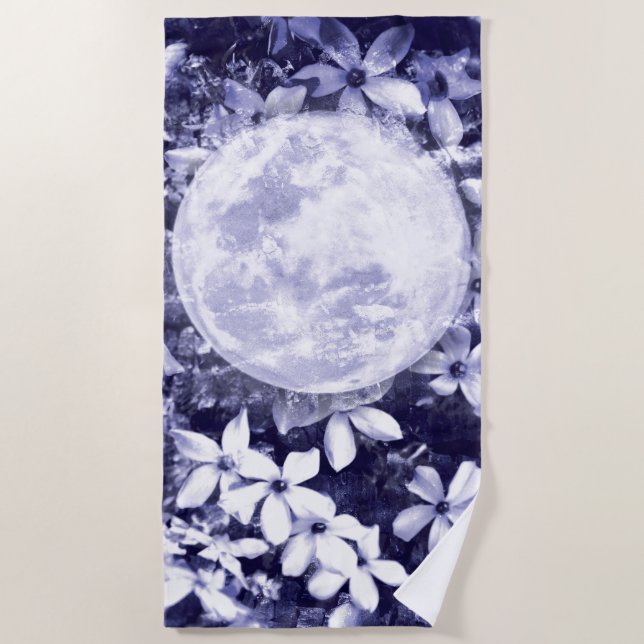 Moonlit Flowers Beach Towel (Front)