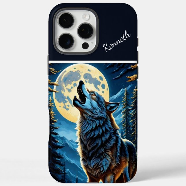 Moonlit Forest and Howling Wolf Case-Mate iPhone Case (Back)