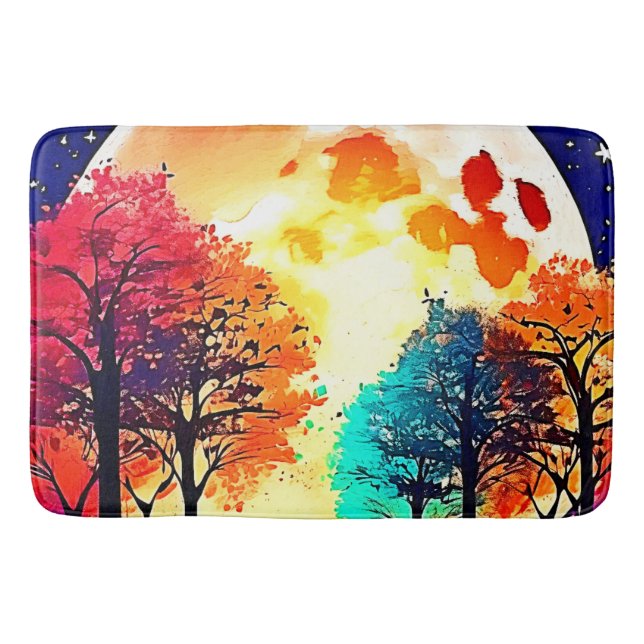 Moonlit Forest Fantasy Art Bath Mat (Front)