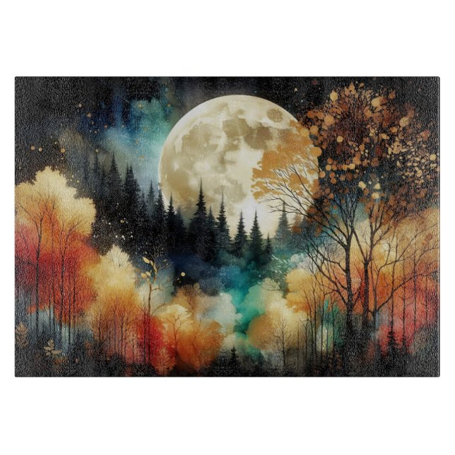 Moonlit Forest Glass Cutting Board (Front)