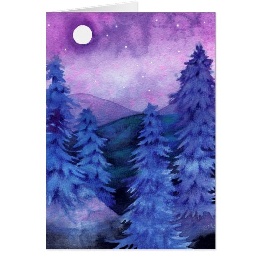 Moonlit Forest - Pretty Trees Card (Front)