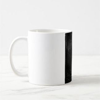 Moonlit Forest Wanderer Black and White Mug