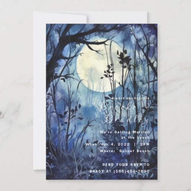 Moonlit Forest Wedding Invitation (Front)