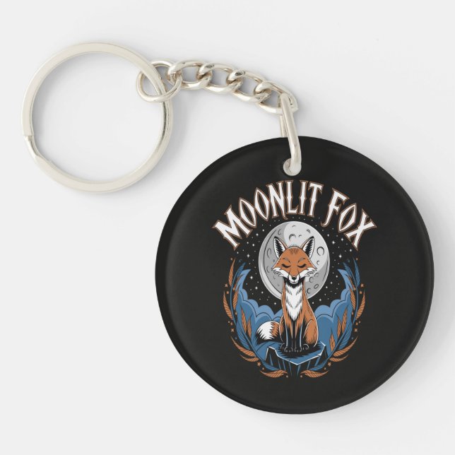 Moonlit Fox Celestial Night Keychain (Front)