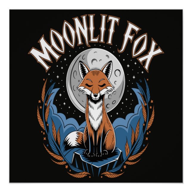 Moonlit Fox Celestial Night Poster (Front)