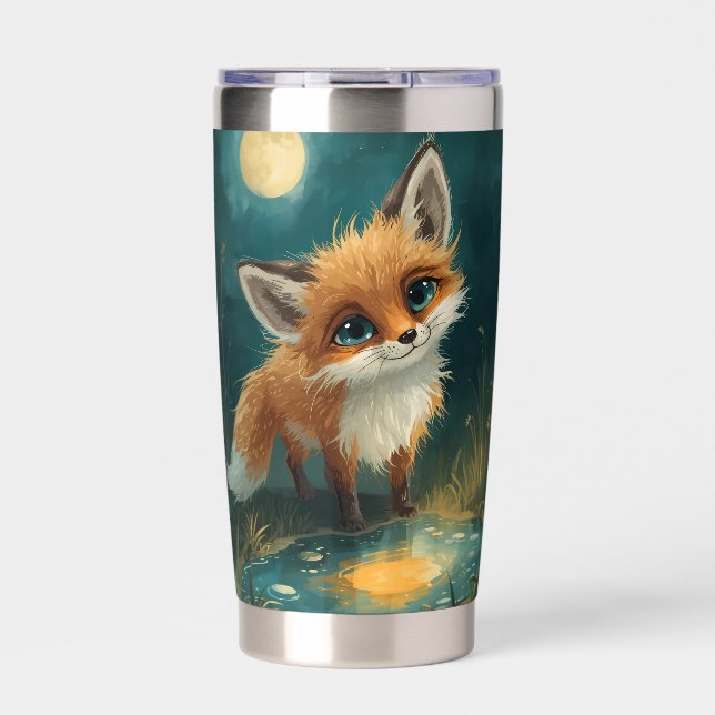 Moonlit Fox, Night Forest  Insulated Tumbler (Front)