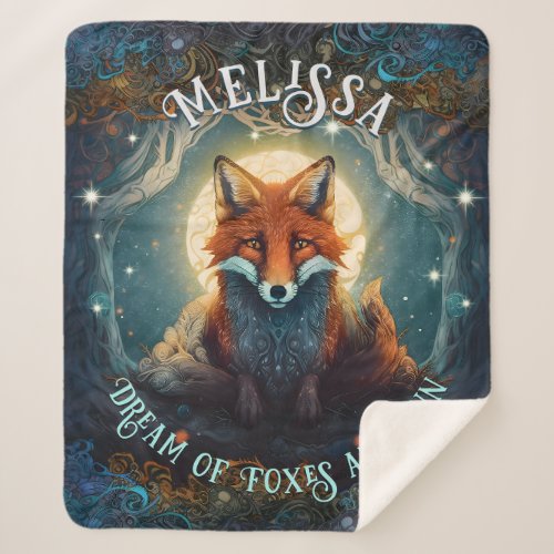Moonlit Fox Personalised Storybook Themed Gift Fox Sherpa Blanket