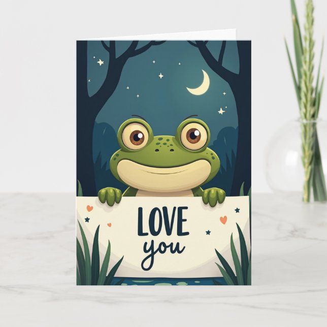 Moonlit Frog Love You Card (Front)