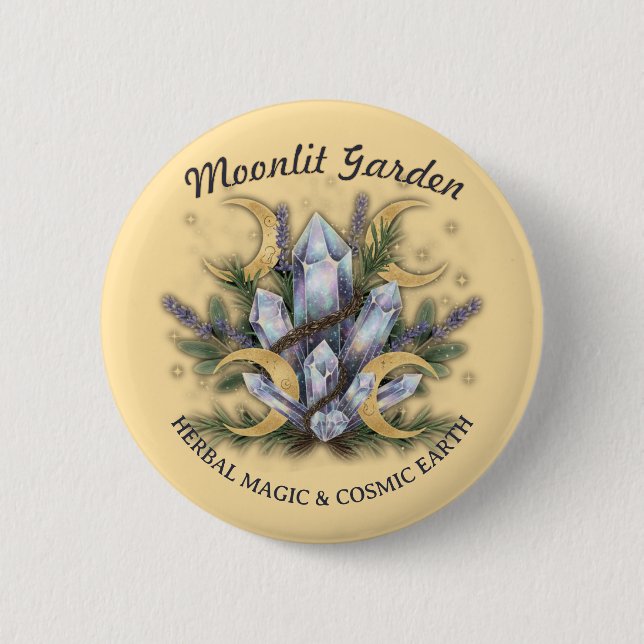 Moonlit Garden Crystal Bouquet • Herbal Magic Button (Front)