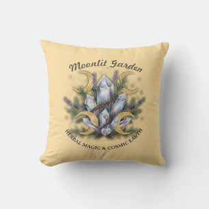 Moonlit Garden Crystal Bouquet • Herbal Magic Throw Pillow