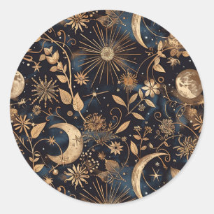 Moonlit Garden Whimsical Envelope Sticker in Navy