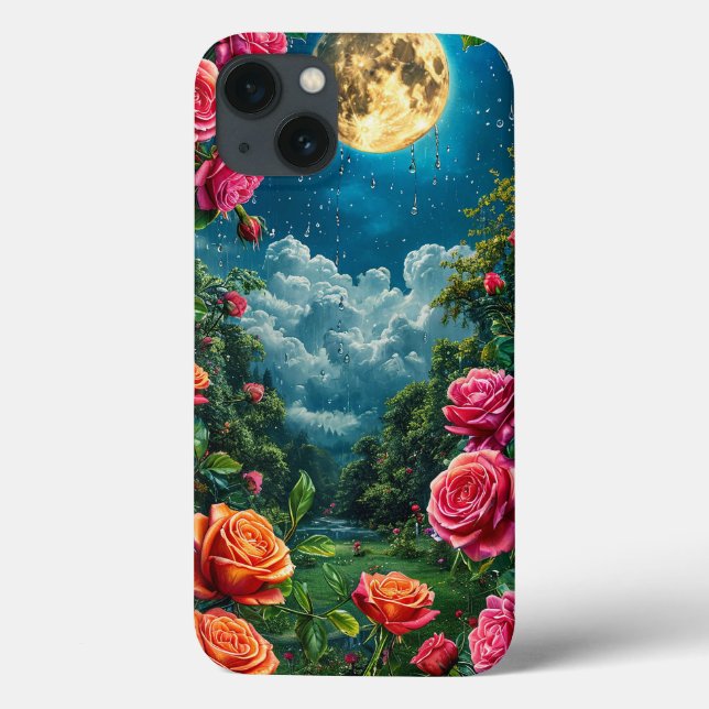 Moonlit Garden With Blooming Roses Case-Mate iPhone Case (Back)