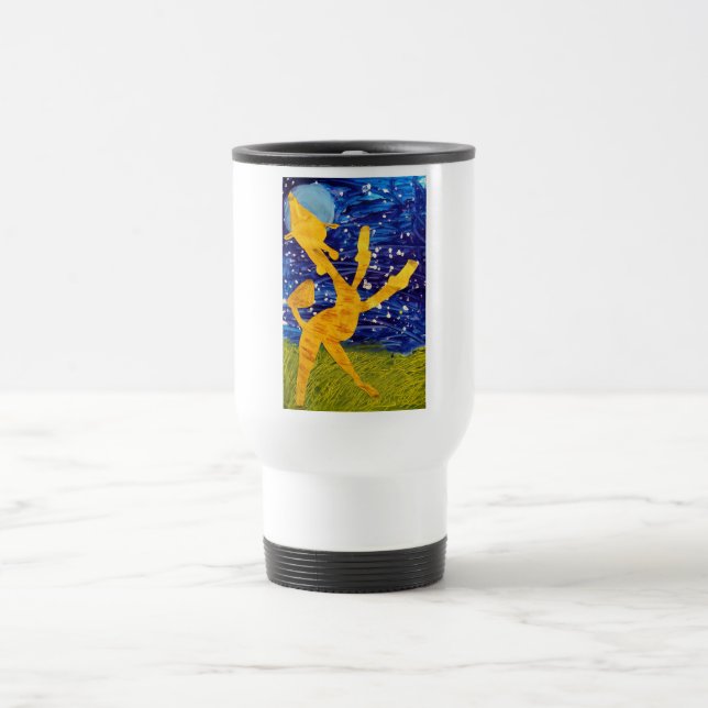 Moonlit Giraffe - Artwork by Carter - Age 7 Travel Mug (Center)