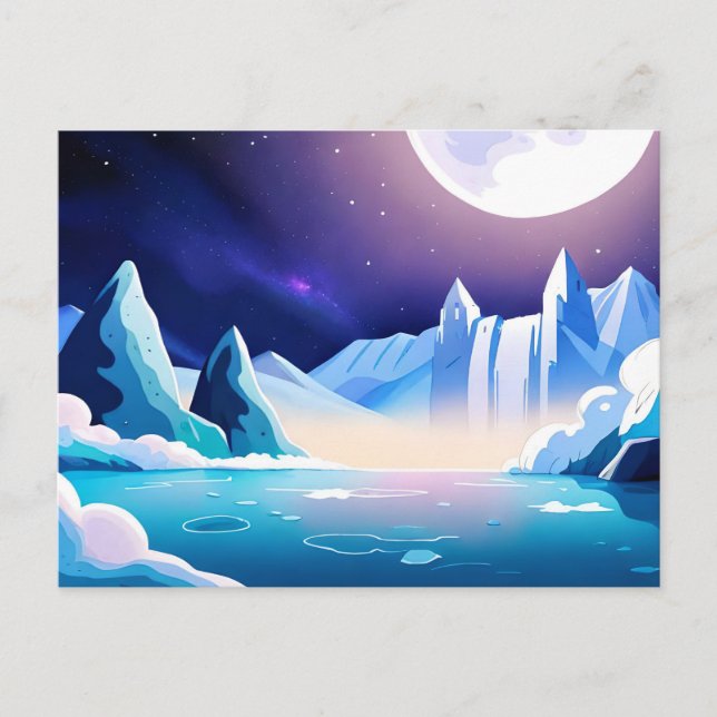 Moonlit Glaciers Postcard (Front)