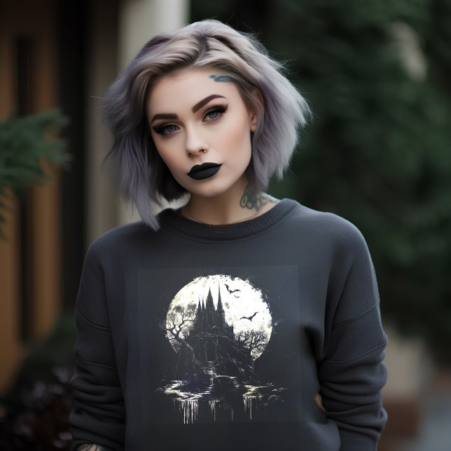 Moonlit Gothic Castle Scene Sweatshirt (Creator Uploaded)