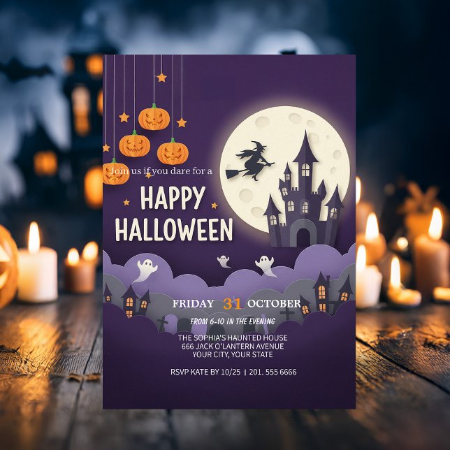 Moonlit Graveyard Halloween Invitation Card (Creator Uploaded)