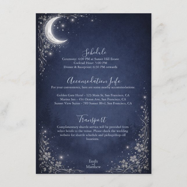 Moonlit Grove Celestial Woodland Wedding  Enclosure Card (Front)
