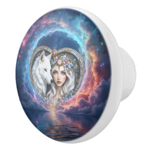 Moonlit Guardian of the Eternal Heart.  Ceramic Knob