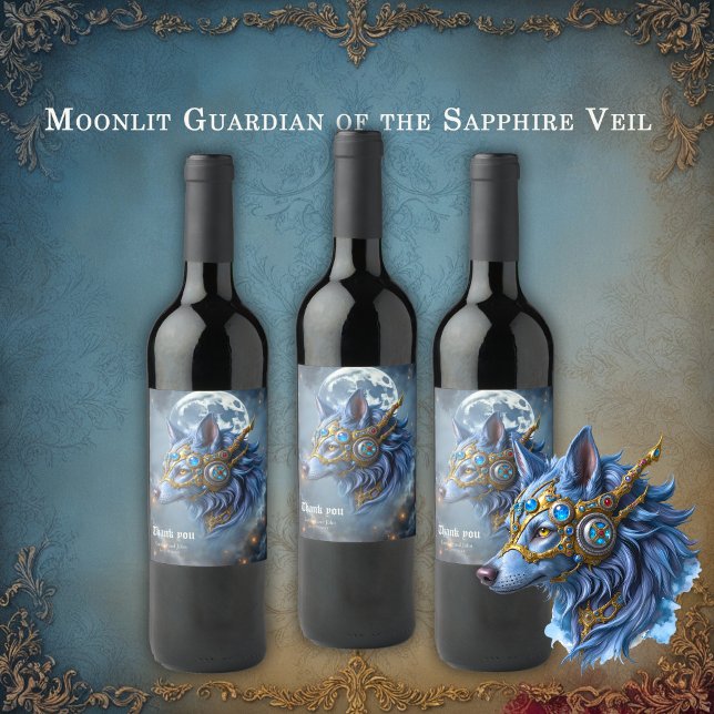 Moonlit Guardian of the Sapphire Veil.  Wine Label (Creator Uploaded)