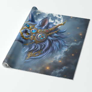 Moonlit Guardian of the Sapphire Veil.  Wrapping Paper