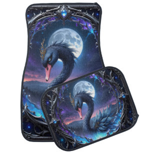 Moonlit Guardian – Swan of the Quiet Light.  Car Floor Mat
