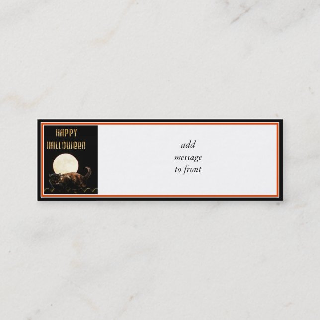 Moonlit Halloween Cat Mini Business Card (Front)
