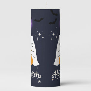 Moonlit Halloween Cat – Spooky & Sweet Night Pillar Candle